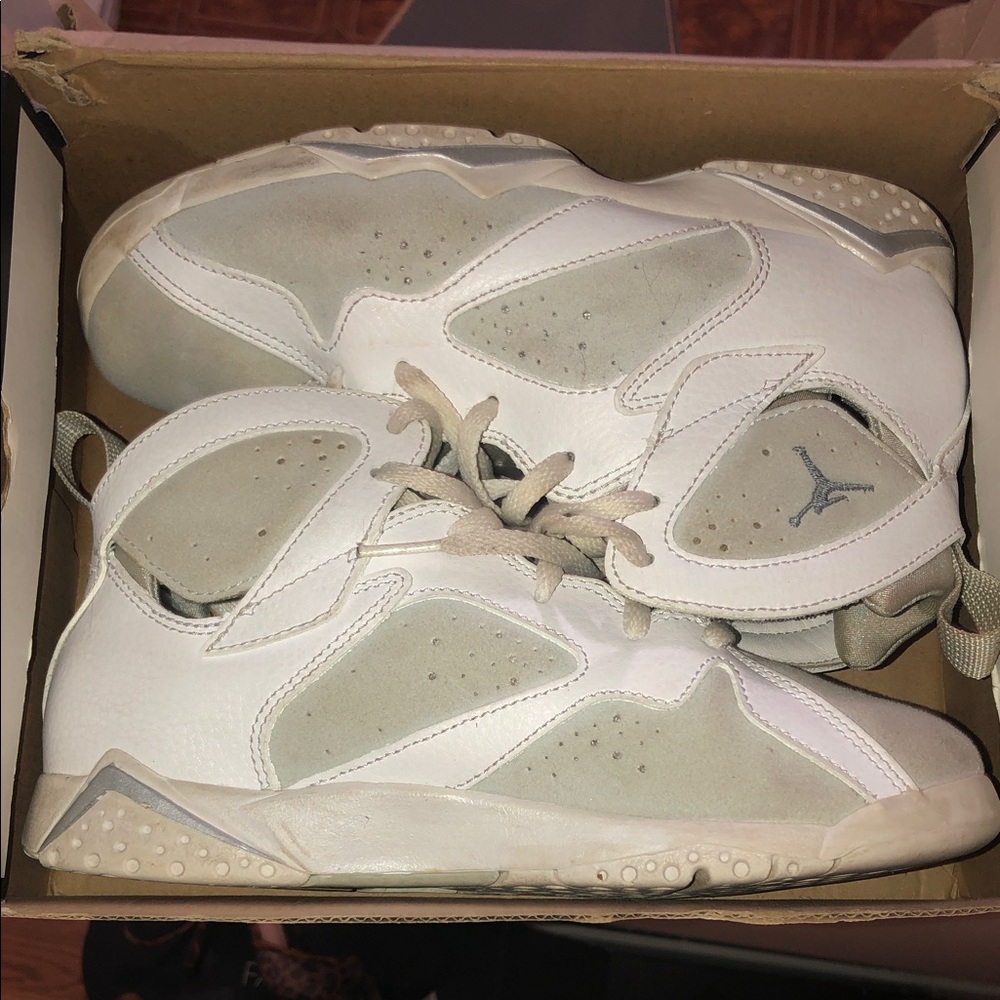 Jordan 7 Retro "Pure Money" White/Metallic Silver Size 3Y